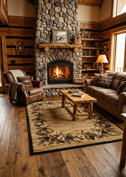 Bayfield Pine Rug Living Room | The Cabin Shack
