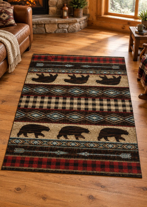 Bear Lodge Red Rug Living Room | The Cabin Shack