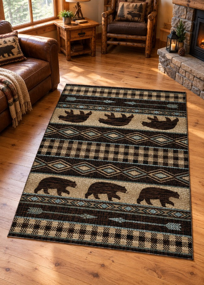 Bear Lodge Tan Rug Living Room | The Cabin Shack