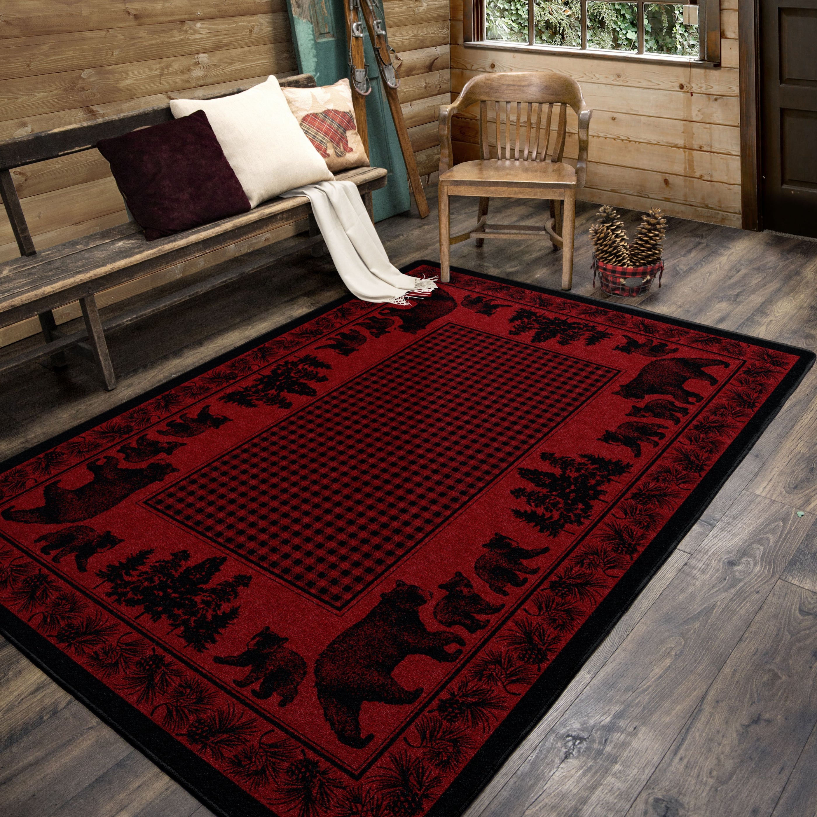 Red Trail Rug Bear Meadows Red Rug | The Cabin Shack
