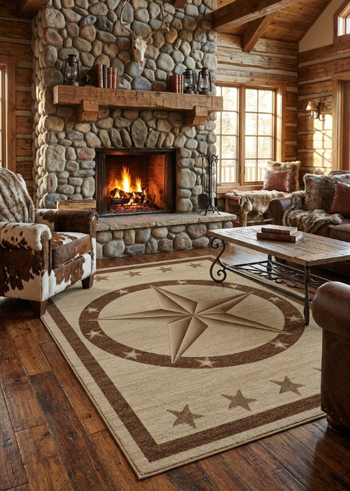 Beige Star Rug Living Room | The Cabin Shack
