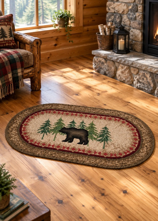 Birch Bear Oval Rug Living Room | The Cabin Shack