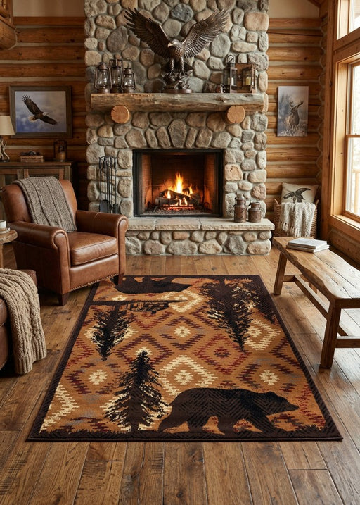 Black Hawk Bear Rug Living Room | The Cabin Shack