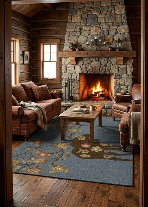 Blue Moose Retreat Lodge Rug Collection Living Room | The Cabin Shack
