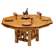 Angled view of the Bristol Head Cedar Log Poker Table Cover on an eight-sided poker table