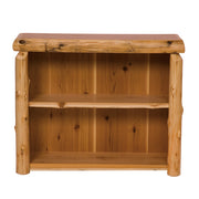 Angled view of the Bross Peak Cedar Log Open Bookcase