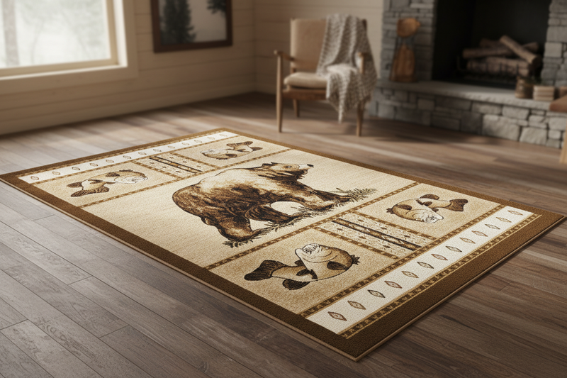 Brown Bear Fishing Rug