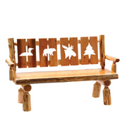 Buckskin Mountain Cedar Log Cutout Bench in the 5-foot length with four cutout panels
