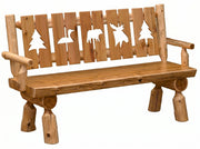 Buckskin Mountain Cedar Log Cutout Bench in the 6-foot length with five cutout panels