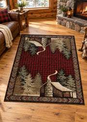 Cabin Solitude Red Rug Living Room | The Cabin Shack