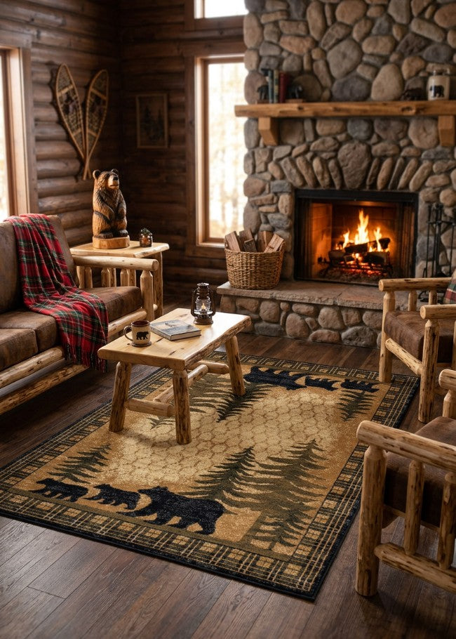 Cascade Bear Rug Living Room | The Cabin Shack