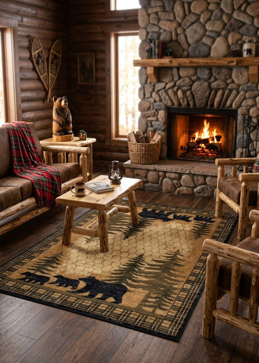 Cascade Bear Rug Living Room | The Cabin Shack