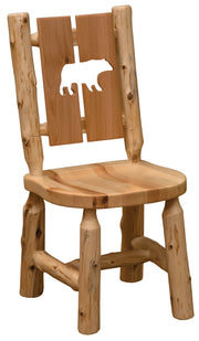 Cascade Mountain Cedar Log Cutout Dining Side Chair with the bear cutout backrest