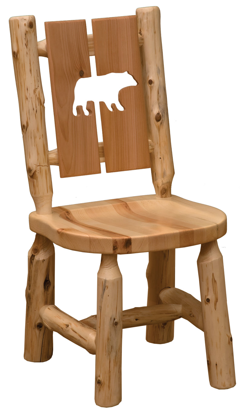 Cascade Mountain Cedar Log Cutout Dining Side Chair with the bear cutout backrest