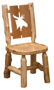 Cascade Mountain Cedar Log Cutout Dining Side Chair with the moose cutout backrest