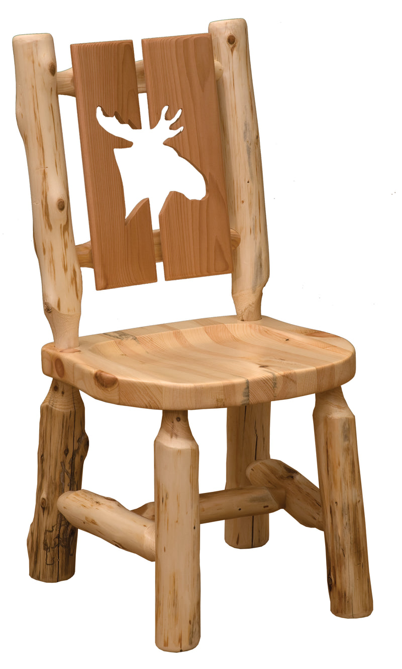 Cascade Mountain Cedar Log Cutout Dining Side Chair with the moose cutout backrest