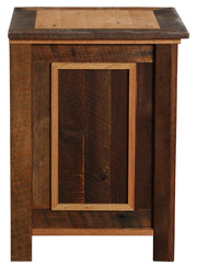 Side view of the Casco Peak Reclaimed Barnwood Enclosed Nightstand