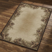 Cedar Ridge Pinecone Rug with rustic pinecone and evergreen border