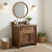 Chipeta Mountain Reclaimed Barnwood Vanity with Laminate Top in the 30-inch layout in a bathroom