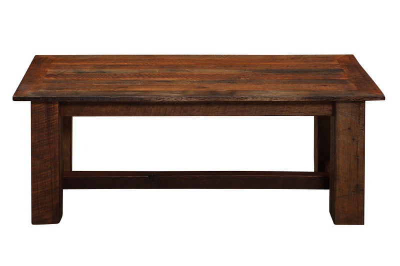 Front view of the Clark Peak Reclaimed Barnwood Rectangle Coffee Table