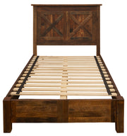 Second front view of the Cleveland Peak Barnwood Barn Door Bed with Rail System