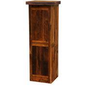 Angled view of the Clover Mountain Reclaimed Barnwood Linen Cabinet