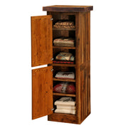 Clover Mountain Reclaimed Barnwood Linen Cabinet with the doors open