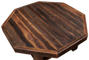 Close-up of the Comanche Peak Reclaimed Barnwood Octagon Coffee Table reclaimed oak top