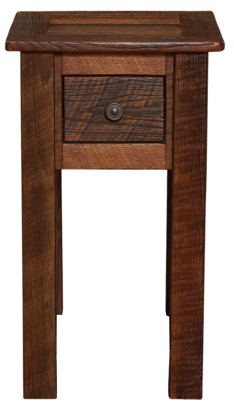 Front view of the Corona Peak Reclaimed Barnwood One Drawer Nightstand