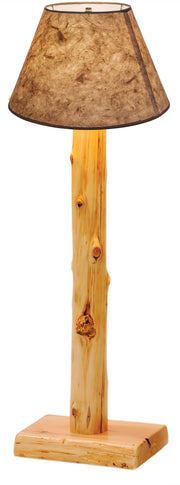 Angled view of the Cottonwood Peak Cedar Log Floor Lamp