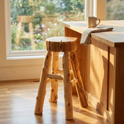 Courthouse Mountain Cedar Slab Stool at a rustic kitchen counter