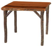 Coxcomb Peak Hickory Log Square Dining Table in Cinnamon stain
