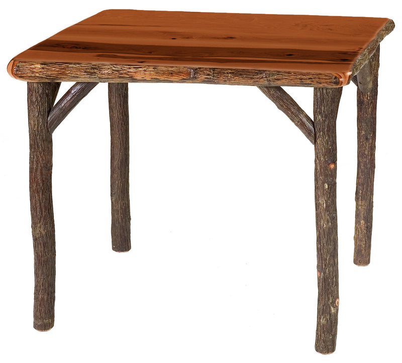 Coxcomb Peak Hickory Log Square Dining Table in Cinnamon stain