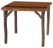 Coxcomb Peak Hickory Log Square Dining Table in Cognac stain