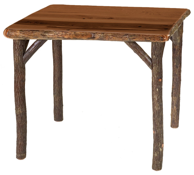 Coxcomb Peak Hickory Log Square Dining Table in Cognac stain