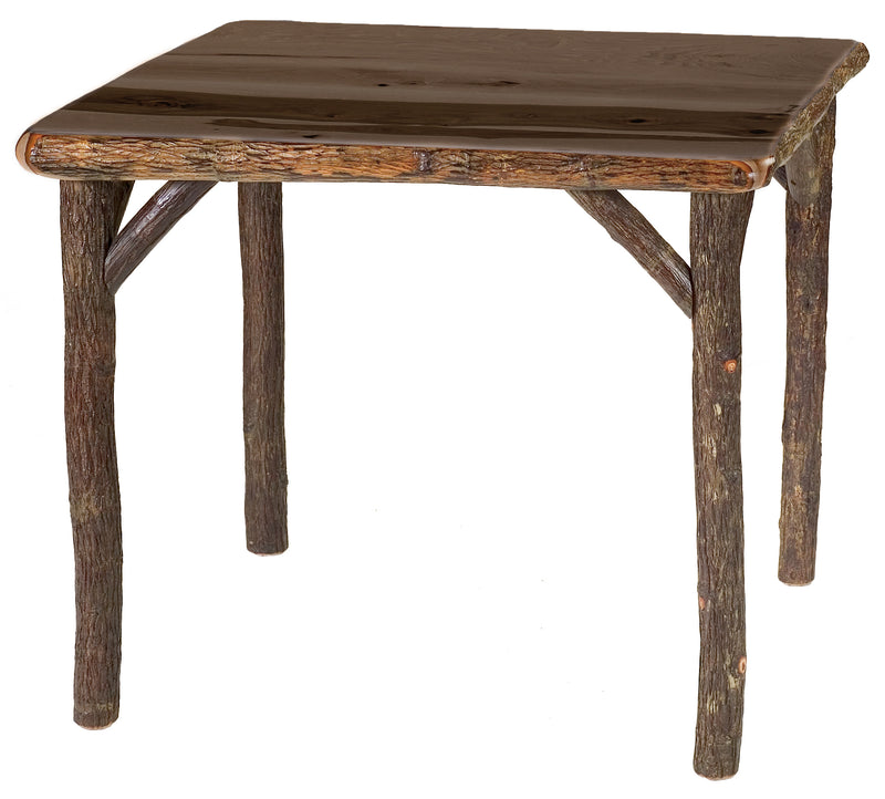 Coxcomb Peak Hickory Log Square Dining Table in Slate stain