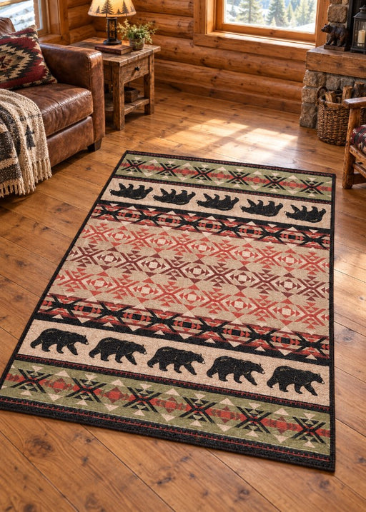 Cozy Bears Lodge Rug Collection Living Room | The Cabin Shack