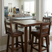 Cracktop Reclaimed Barnwood Square Pub Table with an Artisan Top