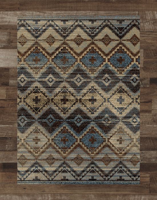 Rustic Rug Top View Blue Crestwood Blue Rug | The Cabin Shack