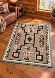 Crow Wing Turquoise Rug Living Room | The Cabin Shack
