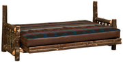 Crystal Peak Hickory Log Futon folded flat into the full-size bed position