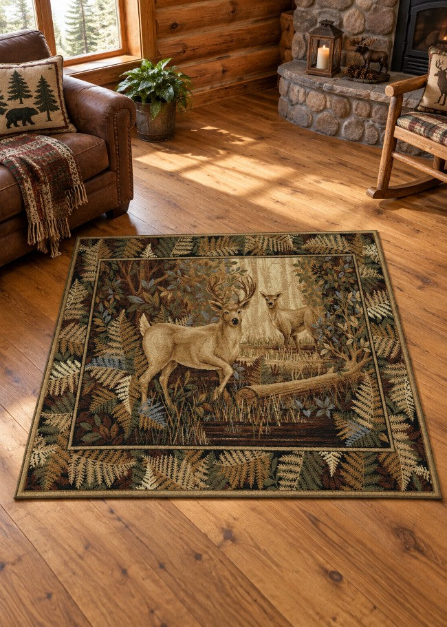 Deer Mates Lodge Rug Collection Living Room | The Cabin Shack