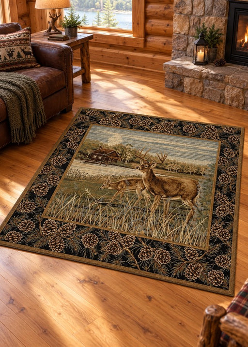 Deer Pine Lake Lodge Rug Collection Living Room | The Cabin Shack