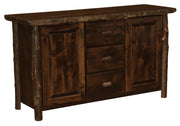 Angled view of the Devils Head Hickory Log Sideboard in Espresso