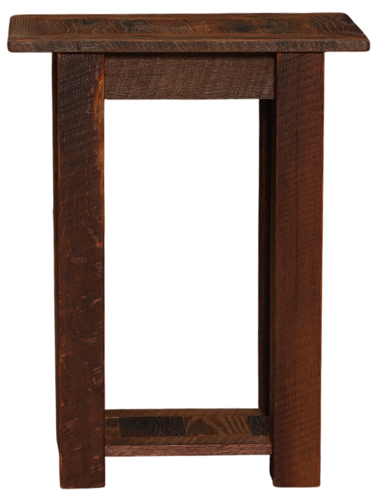 Side view of the Diamond Peaks Reclaimed Barnwood Open Nightstand