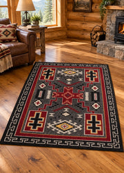 Double Cross Gray Rug Living Room | The Cabin Shack