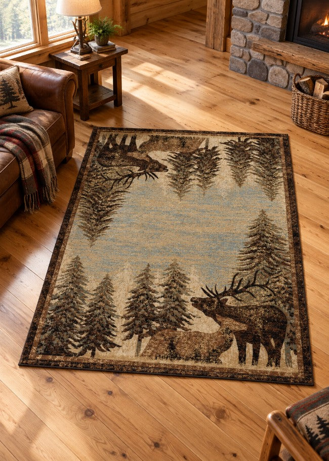 Elk Bugle Rug Living Room | The Cabin Shack