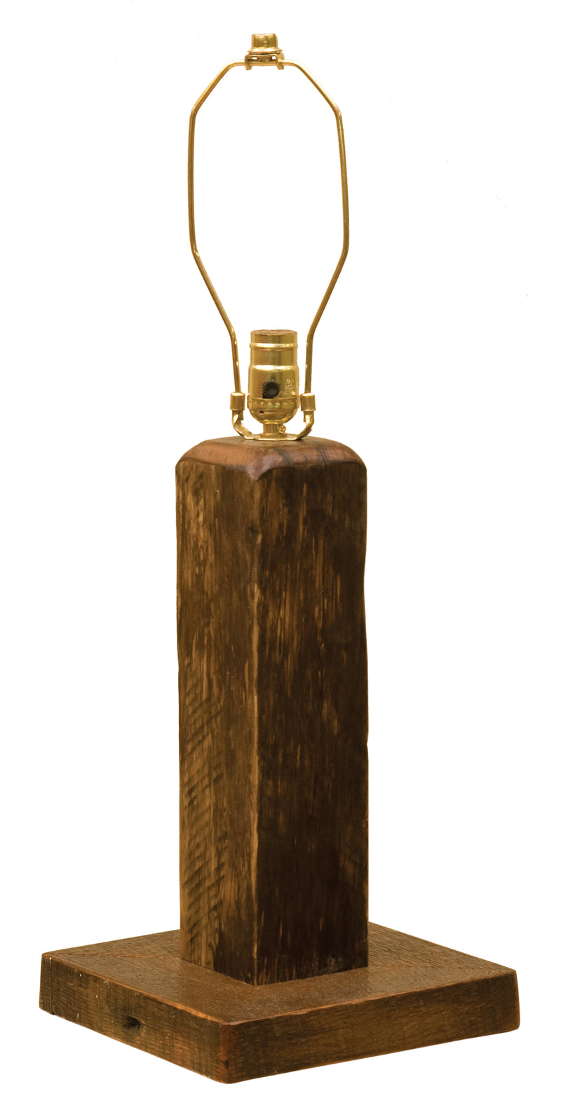 Elk Mountain Reclaimed Barnwood Table Lamp shown without a shade