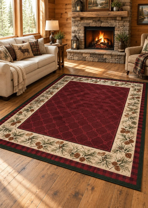 Evergreen Garnet Rug Living Room | The Cabin Shack