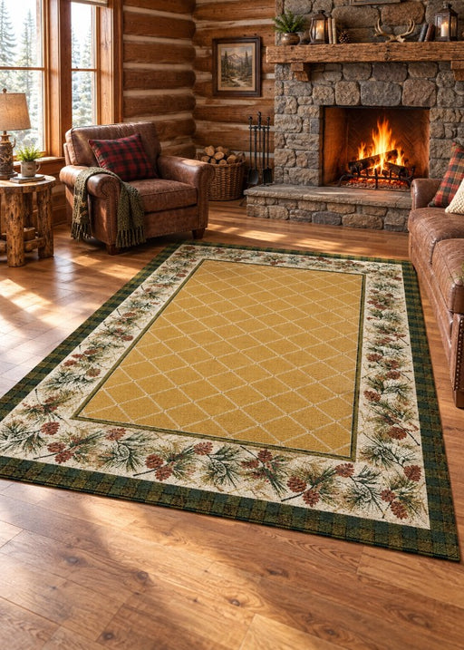 Evergreen Maize Rug Living Room | The Cabin Shack